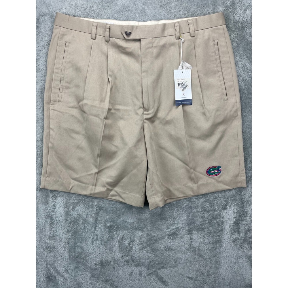 NWT Cutter & Buck Men's‎ Florida Gators Shorts Size 40 Beige Twill Pleated